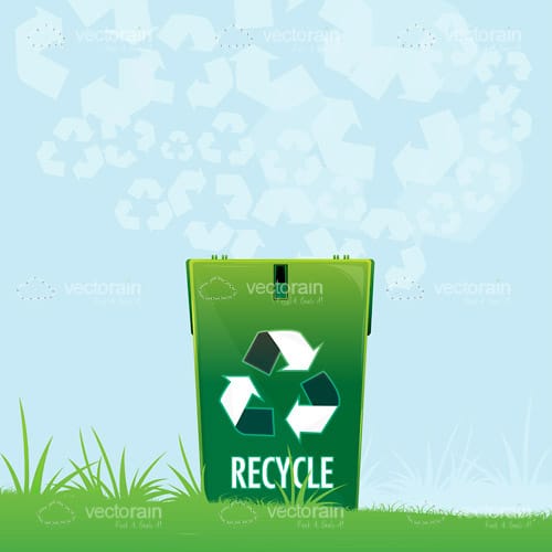 Green Recycle Bin in Outdoor Scene